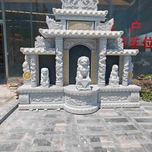 本溪芝麻白中国黑石材套墓 花岗岩墓碑